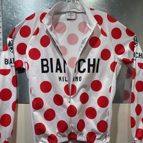 Bianchi Milano "King of the Mountains" Cycling Jersey Long Sleeve XL Vintage - Picture 4 of 16